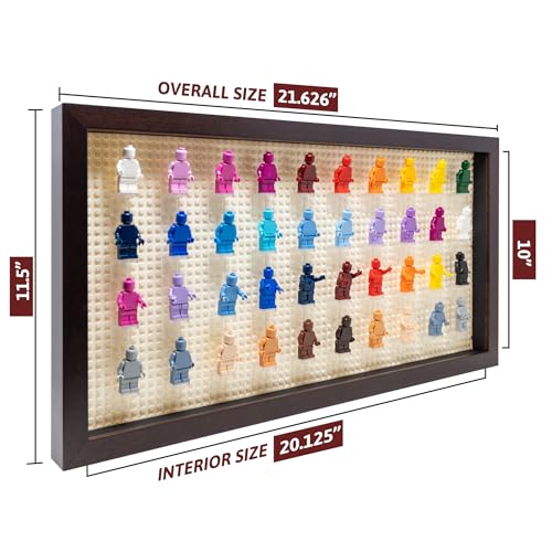Figurine Display Case 10x20.125 Walnut Shadow Box for Miniature Figures 10x20.125 Walnut Wood Shadow Box with White Base to Display Up to 56 Block Figures - color: Walnut With White Backing, size: 10x20.125