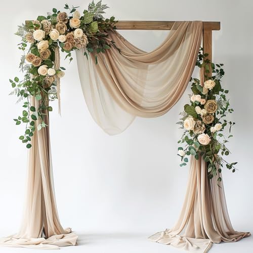 Wokceer Wedding Arch Draping Fabric Nude 28.7" x 20FT Sheer Drapes Backdrop for Ceremony, Birthday Party, Bridal Shower Decoration - color: Nude, size: 1 Panel