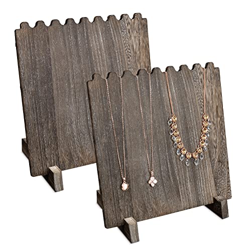 Ikee Design Set of 2 Wood Necklace Jewelry Display Stand for 8 Necklaces, Necklace Display Holder Organizer, Coffee Color - color: Coffee