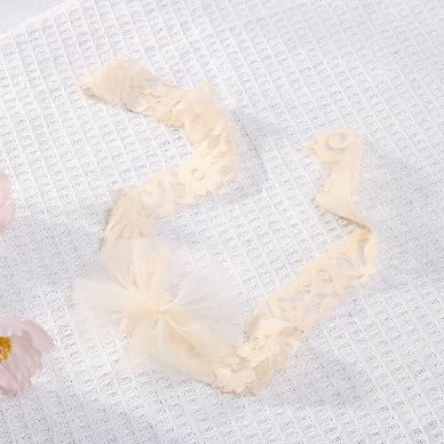 Newborn Photography Outfits Girl Baby Photography Props Lace Romper with Headress Newborn Outfits Girls Photo Props - color: Off-white