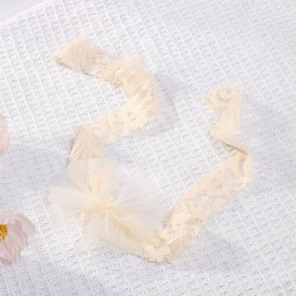 Newborn Photography Outfits Girl Baby Photography Props Lace Romper with Headress Newborn Outfits Girls Photo Props - color: Off-white