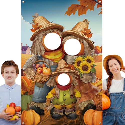 Lunmon Autumn Pumpkin Backdrop for Photography Pumpkin Photo Props with Head Cutout Thanksgiving Harvest Background for Fall Decorations Party Supplies 6 x 4 ft with 10 Meter Rope - color: Autumn Pumpkin