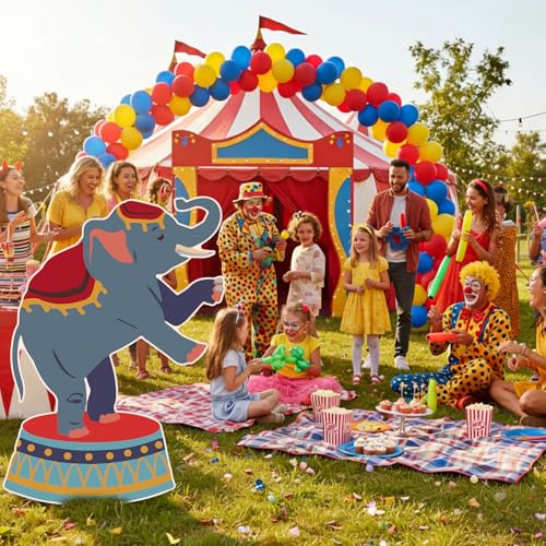 Colingmill Carnival Circus Party Decoration 3ft Circus Theme Birthday Party Supplies Elephant Show Cardboard Cutout Standup Photo Booth Backdrop Props Life Size for Birthday Carnival Weddings - style: Elephant Show
