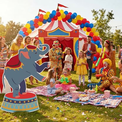 Colingmill Carnival Circus Party Decoration 3ft Circus Theme Birthday Party Supplies Elephant Show Cardboard Cutout Standup Photo Booth Backdrop Props Life Size for Birthday Carnival Weddings - style: Elephant Show