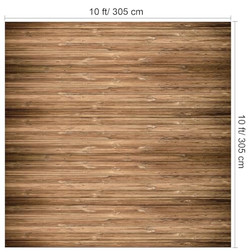 Buryeah Wooden Backdrop Wall Brown Wood Fabric Background Polyester Rustic Photo Backdrop for Photoshoot Baby Shower Wedding Party Photography Supplies (10 x 10 ft) - size: 10 x 10 ft