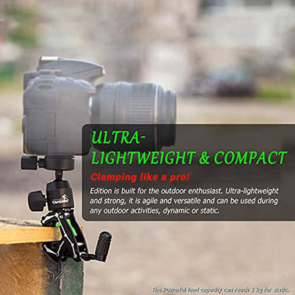 Adjustable Camera Clamp Mount with 360°Rotatable Mini Ball Head and 1/4" Screew Quick Release Tabletop C Clampod Bar Clamp for GoPro/Brinno/DSLR/MILC/SLR Camera and More Action Camera - style: R2