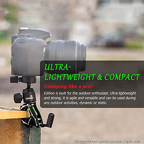 Adjustable Camera Clamp Mount with 360°Rotatable Mini Ball Head and 1/4" Screew Quick Release Tabletop C Clampod Bar Clamp for GoPro/Brinno/DSLR/MILC/SLR Camera and More Action Camera - style: R2