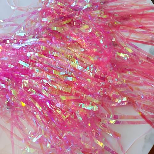 BRAVESHINE Clear Pink Streamers Party Decorations Iridescent Foil Fringe Backdrop - 2 Pack 3.2 x 6.5 ft Holographic Tinsel Curtain Party Photo Backdrop for Valentine’s Girl Birthdays Engagement Decor - color: Clear Pink