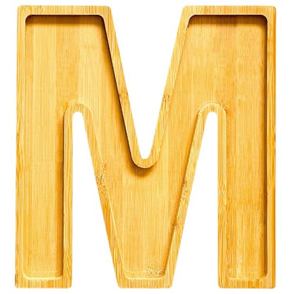 11" Wooden Letter M Platter Tray for Party Charcuterie Board Letters Serving Trays for Food Fruit Cupcake Reusable Fillable Dishes Plates for Birthday Anniversary Wedding Party Baby Shower Supplies - color: Letter M