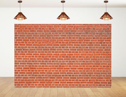 8x6ft Bright Red Brick Wall Backdrop Clean Modern Photography Background Urban City Theme Party Home Wall Decor Photo Booth Decorations Banner Photo Studio Props - size: 8x6ft