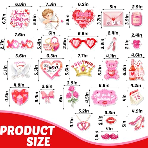 24Pcs Galentine's Day Decorations Photo Booth Props Including Masks, Love, Glasses, Mustache, Snowman for Galentines Valentines Day Party Decortions Supplies Ideas Favors