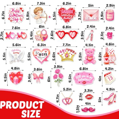 24Pcs Galentine's Day Decorations Photo Booth Props Including Masks, Love, Glasses, Mustache, Snowman for Galentines Valentines Day Party Decortions Supplies Ideas Favors