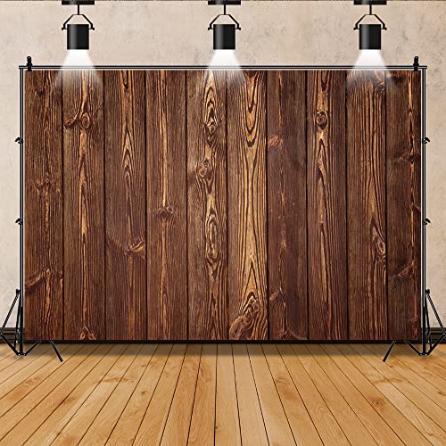 Wood Backdrops for Photography 10x8ft Brown Rustic Old Wooden Board for Birthday Party Wedding Baby Shower Photo Background Dark Brown Wood Plank Wall Backdrop Gender Reveal Decorations Studio Props