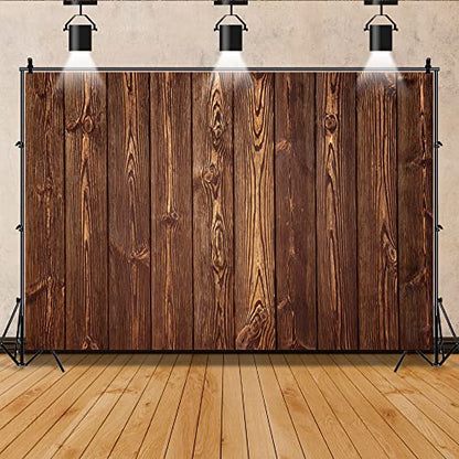 Wood Backdrops for Photography 10x8ft Brown Rustic Old Wooden Board for Birthday Party Wedding Baby Shower Photo Background Dark Brown Wood Plank Wall Backdrop Gender Reveal Decorations Studio Props