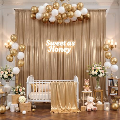 10x10ft Champagne Backdrop Curtains Glitter Sequin Photo Backdrop Curtain Fabric Shimmer Drapes Backdrop Bridal Baby Shower Wedding Birthday Party Photography Backdrops Photoshoot 5x10FT, 2 Panels - color: Champagne, size: 10 ft X 10 ft(2 Panels 5ft X 10f