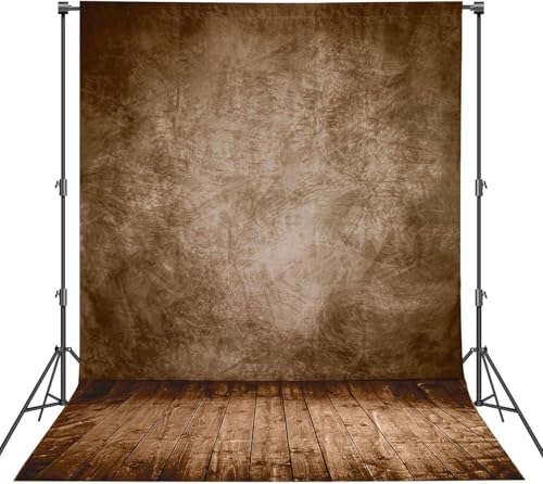 Professional Abstract Portrait Photography Backdrop,Wall with Wood Floor Backdrop for Kids Photography Baby Newborn Cake Smash Photo Shoots Hypoallergenic Fabric Photography Props(Brown-8x12ft) - color: Brown, size: 8'(W)x12'(H)