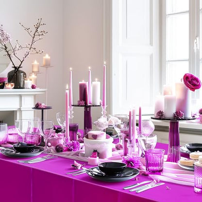 Just Shimmer 2pcs Fuchsia Red Foil Tablecloth 54 * 72 Inch Plastic Baby Shower Birthday Party Table Cloths Disposable Waterproof Table Cover for Anniversary Bridal Shower Wedding Party Supplies - color: Rose Red