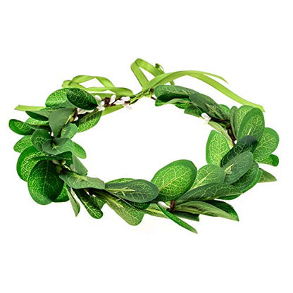 Greenery Leaf Crown Rustic Wedding Headpiece Bridal Headband Photo Prop - color: A-green