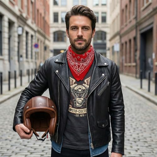 The Peacock Crew Premium Soft Cotton Bandanas Pack for Men and Women Paisley 22 x 22 inches - color: Pack of 10 Original Red