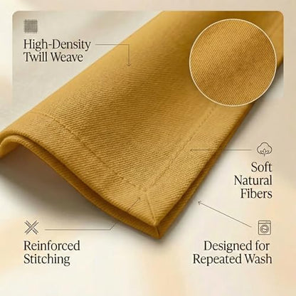 Accent Home 100% Cotton Napkins, Delicate Cloth Napkins for Dinners, Parties and Weddings，18 x 18 Inch Set of 12 - Mustard - color: 02 - Mustard - Twill, size: 18"x18" - Pack of 12