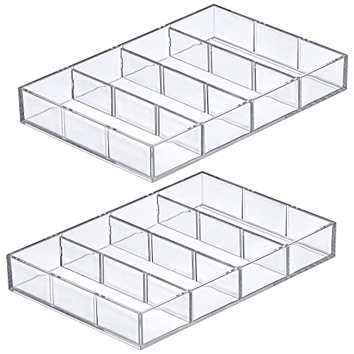 Amazing Abby - Soleil - 2-Pack Acrylic 4-Compartment Sunglass Organizer, Plastic Eyeglass Display Case, Transparent Jewelry Storage Tray, Clear Beauty Supply Holder, Great for Bedroom and Bathroom - style: 2-Pack