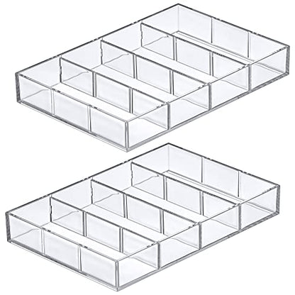 Amazing Abby - Soleil - 2-Pack Acrylic 4-Compartment Sunglass Organizer, Plastic Eyeglass Display Case, Transparent Jewelry Storage Tray, Clear Beauty Supply Holder, Great for Bedroom and Bathroom - style: 2-Pack