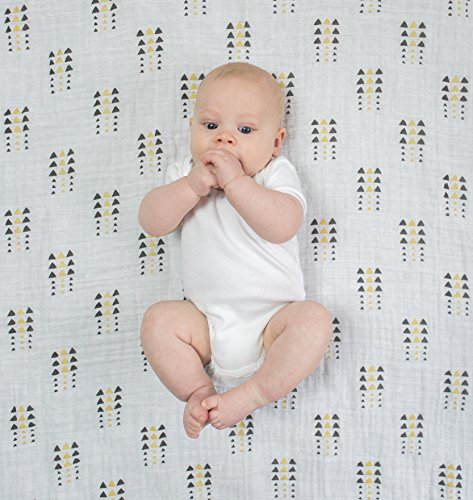 SwaddleDesigns Cotton Muslin Swaddle Blankets, Set of 4, Receiving Blankets for Baby Boys & Girls, Best Shower Gift, 46x46 inches, Gold & Graphite - color: Gold & Graphite
