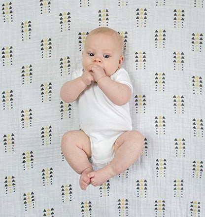 SwaddleDesigns Cotton Muslin Swaddle Blankets, Set of 4, Receiving Blankets for Baby Boys & Girls, Best Shower Gift, 46x46 inches, Gold & Graphite - color: Gold & Graphite