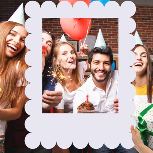 Beeveer 32 x 24 Inch Extra Large Scalloped Blank Photo Booth Props Frame for Selfie Birthday Event, Cutout Picture DIY Frame for Valentines Wedding Bridal Shower Bachelorette Supplies Decor(White) - color: White, style: Scalloped