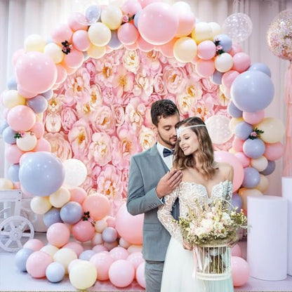 5x5ft Pink Floral Wedding Backdrop Stand - Circle Mr & Mrs Snapsonde Wedding Photography Background Props - color: Pink01, size: 5x5ft-Diameter