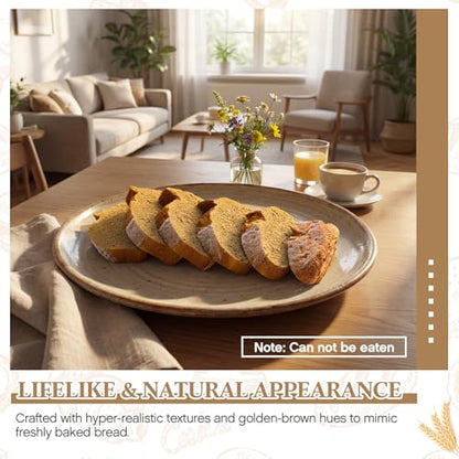 Soulchen Fake Sliced Bread Artificial Bread Decoration Soft Realistic Fake Food for Display Food Lifelike Model Display Home Kitchen Decoration Bakery Ornament