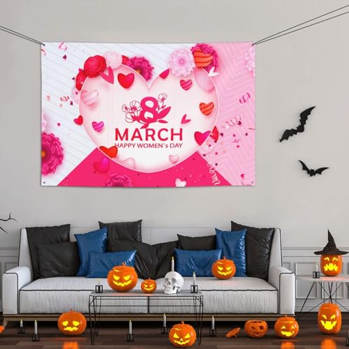 International Happy Women's Day March Backdrops 47 * 71 Inches Holiday Party Photography Background Indoor Outdoor Festival Photo Banner Booth Props Wall Decoration - color: White