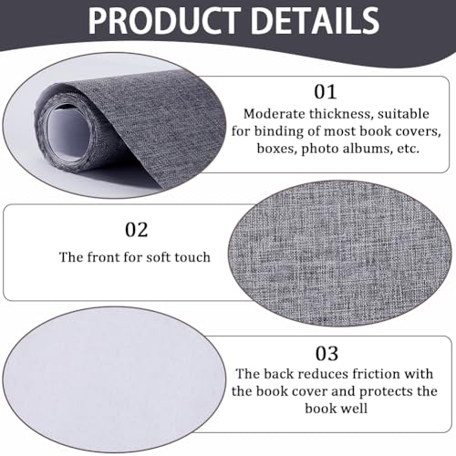 CRASPIRE 51 x 11.8 Linen Book Cloth Dark Gray Books Binding Fabric Surface Paper Backed Bookcover Densely Woven Cloth Books Album Scrapbooking Archival Covering Protector Bookbinding Supplies - color: Dark Gray