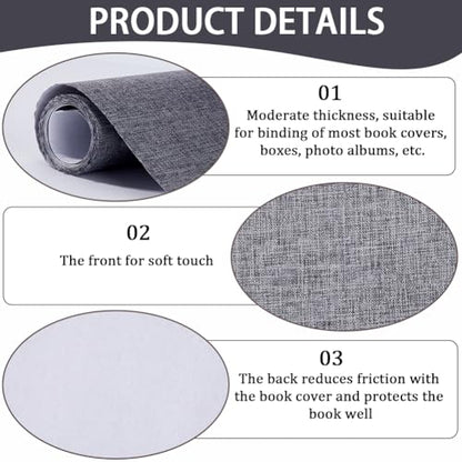 CRASPIRE 51 x 11.8 Linen Book Cloth Dark Gray Books Binding Fabric Surface Paper Backed Bookcover Densely Woven Cloth Books Album Scrapbooking Archival Covering Protector Bookbinding Supplies - color: Dark Gray