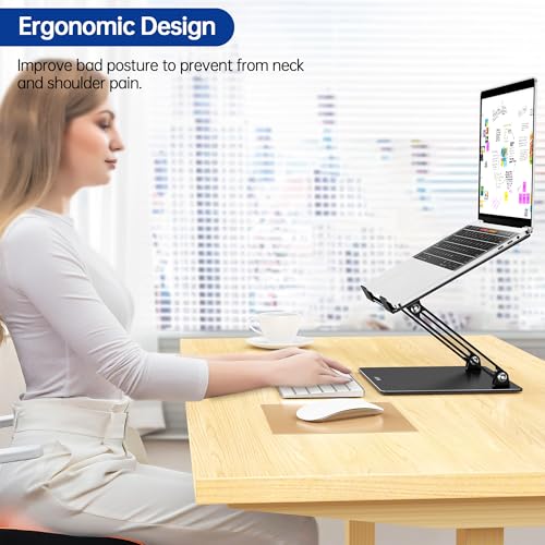 BESIGN LS10 Laptop Stand for Desk, Ergonomic Adjustable Notebook Tablet Stand, Foldable Laptop Riser, Portable Desktop Book Stands, Computer Holder Compatible with 10-14" Laptops, Black - color: A-Black