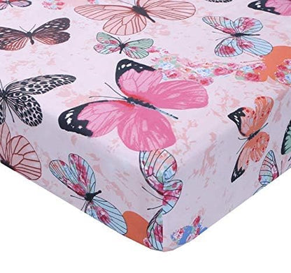 MAG 4PCS Full Size Butterfly Bedding Sheet Set, Home Microfiber Bed Sheet, with1 Top Flat & 1 Fitted Sheet with 2 Pillowcases, 14 Inches Deep, Full - color: Pink, size: Full