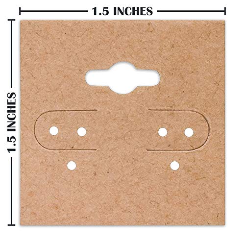 The Display Guys 100-pc Earring Cards for Selling - Jewelry Hanging Earring Display Cards, Earring Holder Cards (Kraft Brown, 1.5 x 1.5) Fit 3 Pairs - color: Kraft Plain, size: 1.5" X 1.5"