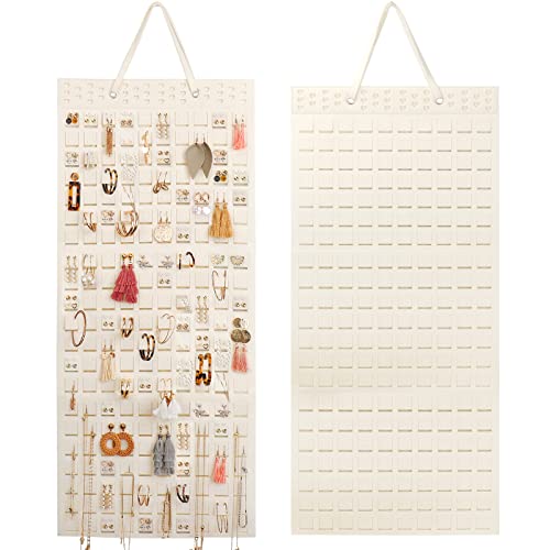 Resovo Extra Large Earring Organizer - Wall Mount Earring Holder for Up to 420 Pairs, Hanging Jewelry Organizer for Women & Girls - color: Golden White, size: 31*13.6 inches