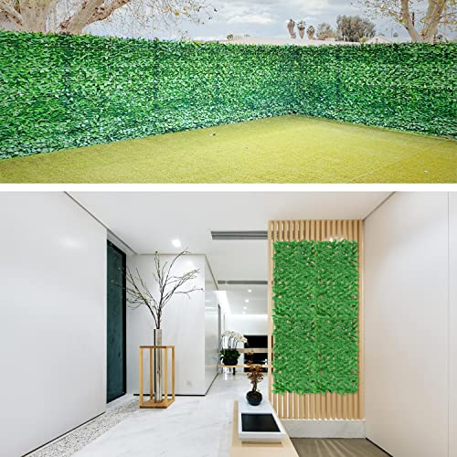 Windscreen4less 4'x14' Faux Leaf Privacy Fence Screen Artificial Laurel Leaves Fence Cover Wall Decoration for Patio Porch Deck Balcony Yard Indoor Outdoor (Light Green) - color: Laurel Leaf-Light Green, size: 4' x 14'