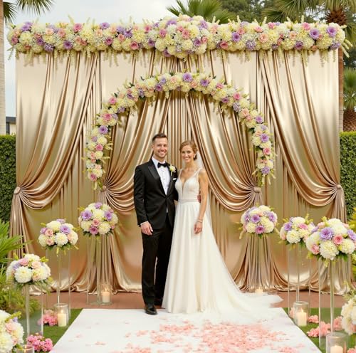 20ftx10ft Champagne Sequin Backdrop Curtain for Parties, Wrinkle Free Thick Glitter Sparkle Photo Backdrop Drapes 4 Panels 5x10FT Shimmer Back Drop Cloth for Wedding Birthday Photography Background - color: Champagne, size: 5'W×10'H _4 Panels