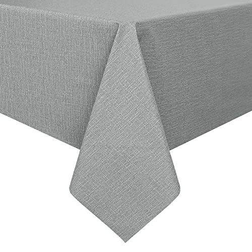 Romanstile 100% Waterproof PVC Tablecloth, Rectangle Oil Spill Proof Stain Resistant Vinyl Table Cloth, Wipe Clean Plastic Table Covers for Kitchen/Dining/Parties - 54 x 108 Inch, Light Grey - color: Light Grey, size: 54" x 108" (Rectangular)