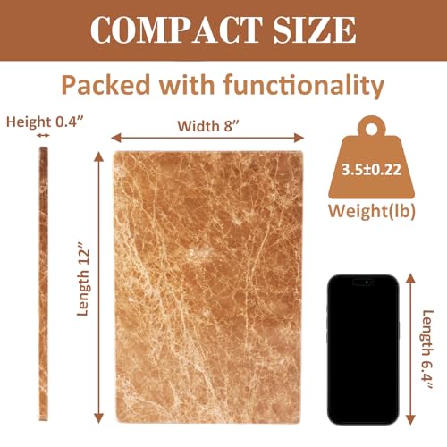Natural Marble Cutting Boards for Kitchen - 12" x 8" Multi-Purpose Pastry Marble Tray Cheese Board Marble Slab for Counter, Bathroom Perfume Tray Jewelry Candle Plate (Light Emperador) - color: Light Emperador, size: 12" x 8" x 0.4"