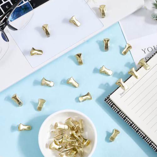 CRASPIRE 35Pcs Mini Metal Alligator Clips Small Non-Slip Silicone Bulldog Spring Clamps 0.8 x 0.4 Inch Gold Crocodile for Wire Photo Curtain Paper ID Badge Holders Lanyards Glasses Jewelry Home - color: Gold