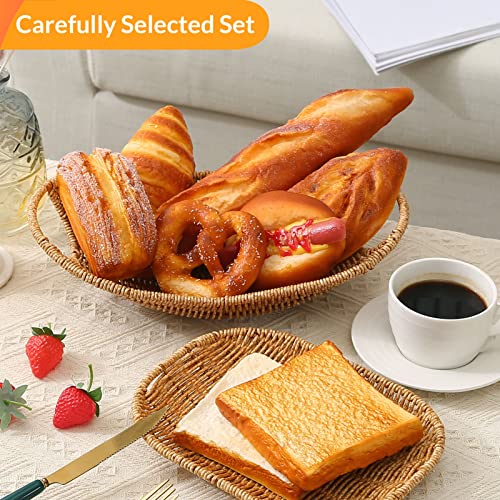 Joeabor 8pcs Artificial Bread Set, Realistic Fake Food for Display, Fake Bread for Decoration, Creative Staging Props, Includes Faux Croissant, Dessert, Baguette and Hotdog - color: Set C
