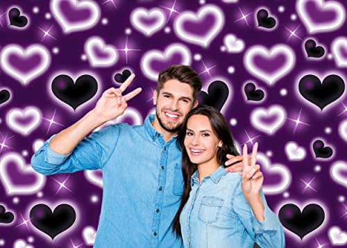8x6ft Purple Heart Backdrop 90s Backdrops for Photoshoot Valentines Decor Banner Birthday Props X-90 - color: Purple, size: 8x6ft