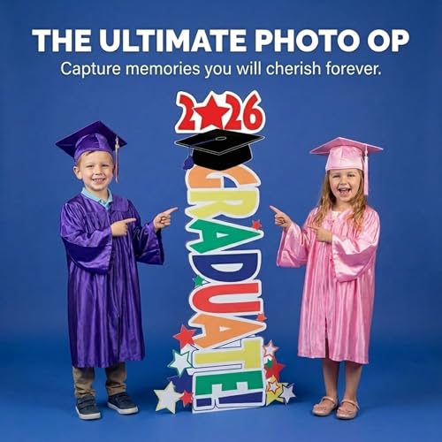 Star Graduate Prop Kit, Perfect Photo Op Kindergarten, Preschool, and Pre-K Graduation, 5 feet 5 inches High, Easy Assembly, Durable Design, Celebrate Your Little Graduates in Style - color: Star Graduate