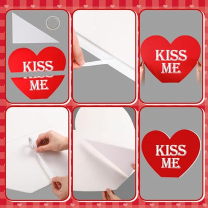 Wonderjune Large Valentine's Day Heart Cardboard Stand Ups Set of 3 Sizes Photo Decoration 24in 36in 46in with Foothold Valentine's Day Photo Booth Props Valentines Photography Props Photo Props