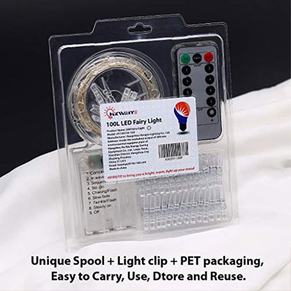 HXWEIYE Warm White Photo Clips String Light, Timer & 8 Modes, 33Ft 100LEDs Battery Powered Fairy Light with 52 Clear Clips & 12 Hooks on Wall for Hanging Picture,Bedroom Party - color: Warm White, size: 8 Mode Battery Powered-100LEDs