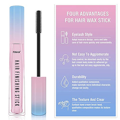 FUNAN Hair Finishing Stick 2 Pack, Flyaway Feel Stick Hair, Small Broken Hairs Finishing Cream, Non-Greasy and Non-Sticky - size: 0.53 Ounce (Pack of 2)