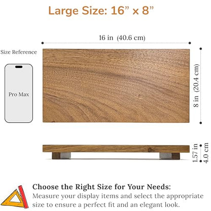 Large 16" Acacia Wood Riser Pedestal Stand – Farmhouse Wood Display Riser for Kitchen and Bathroom Décor - Counter Display, Plant Stand, Jewelry Holder, Vanity Tray, Candle Stand (L:16"x8"x1.57") - size: Large:16"x 8"